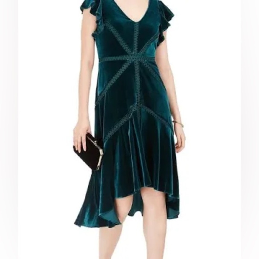 Dark Green Velvet Midi Dress